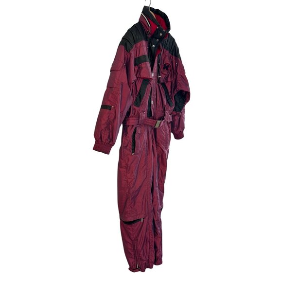 Vintage Kaelin All-Weather Ski Suit Mens XL Maroon & Black One-Piece Snowsuit Fu - Picture 5 of 14
